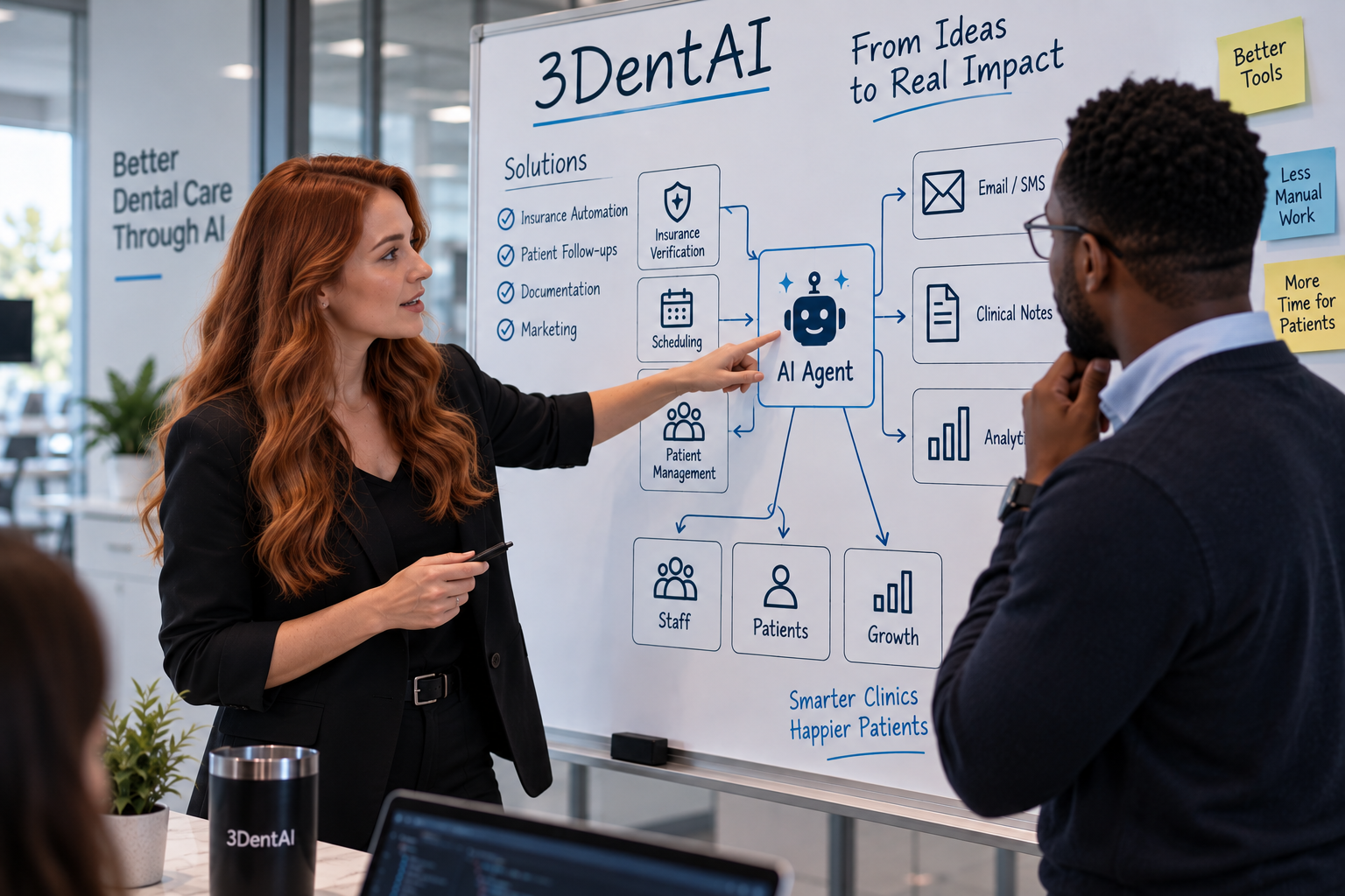 A trainer explaining the solution and launch workflow to a team