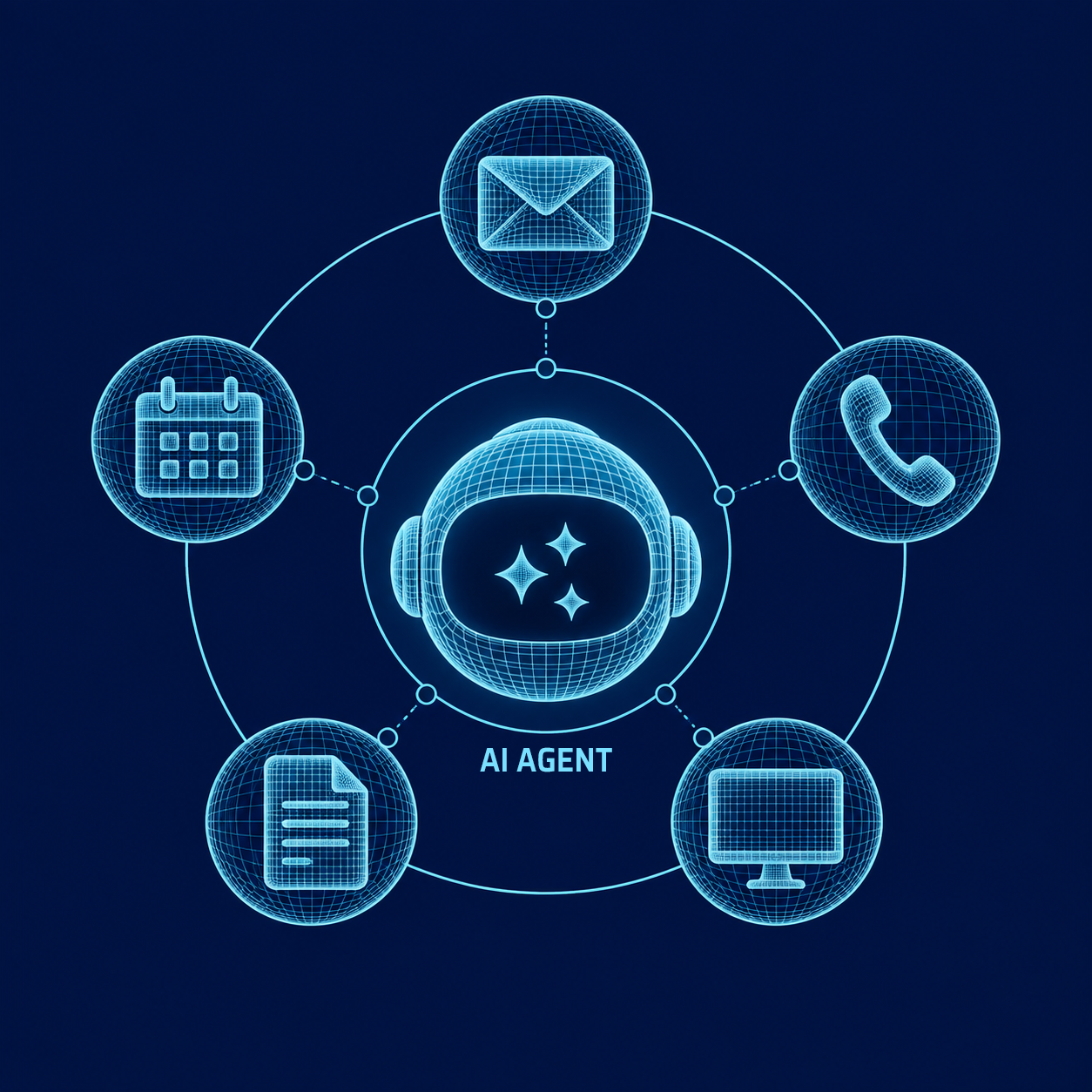 AI agent connected to email, calendar, clinic software, documents, and phone tools
